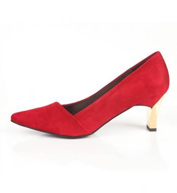 Zapato Salón Bajo Mujer Ante Rojo Angari Shoes.
