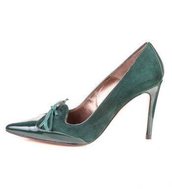 Zapato Stiletto Mujer Ante Verde Angari Shoes.