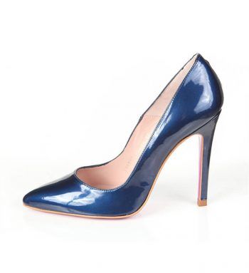Zapato Salón Mujer Blue Metalizado Charol Angari Shoes.