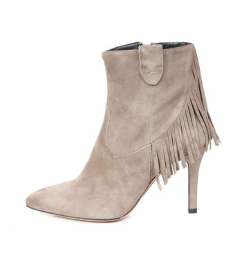 Botín Mujer Ante Beige Tacón Flecos Angari Shoes.