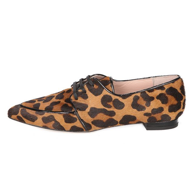 Zapato Plano Blucher Mujer Leopardo Angari Shoes.