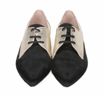 Zapatos Planos Mujer Piel Bicolor Metalizados Angari Shoes.