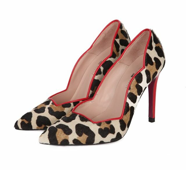 Zapatos Salón Ante Animal Print Tacón Rojo Angari Shoes.
