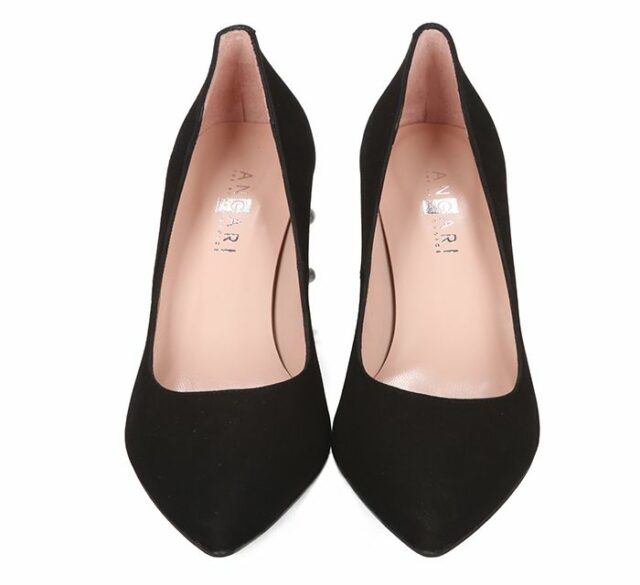 Zapatos Salón Tacón Perlas Negro Angari Shoes.