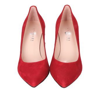 Zapatos Rojo Ante Tacón Perlas Angari Shoes.