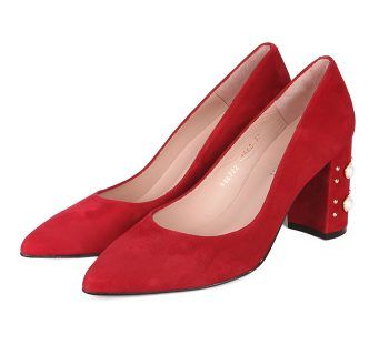 Zapatos Salón Rojo Perlas Tacón Angari Shoes.