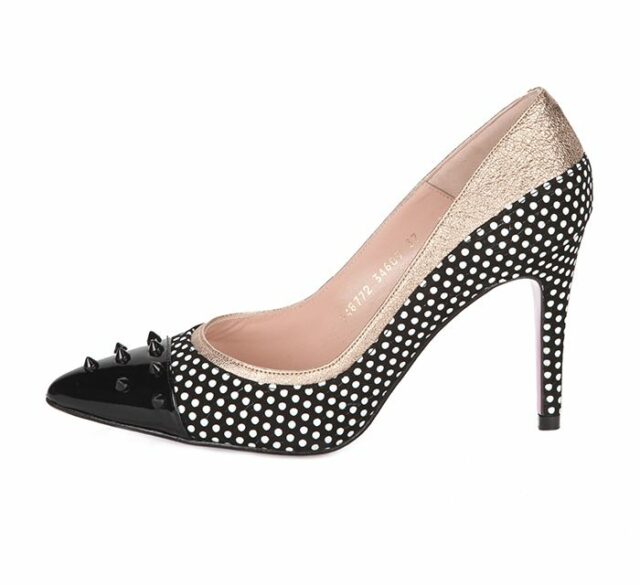 Zapato Charol Negro Topos Puntera Tachas Angari Shoes.