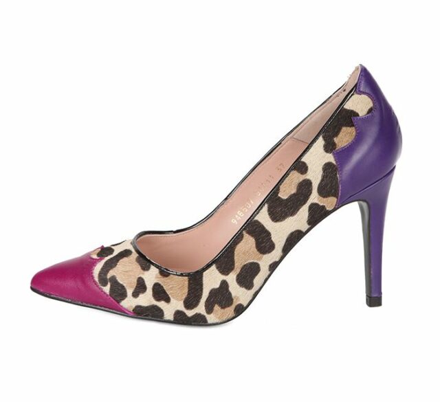 Zapato Salón Tacón Animal Print Puntera y Tacón Combinados Angari Shoes.