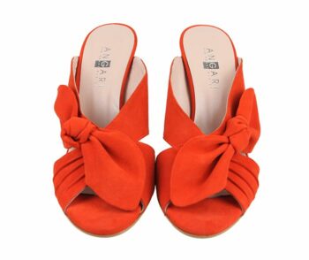 Sandalias Tacón Ante Red Detalle Lazo Angari Shoes.