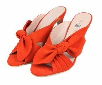 Sandalias Mujer Tacón Fino Ante Rojo Angari Shoes.