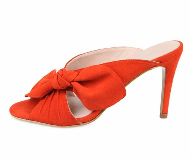Sandalia Mujer Ante Rojo Tacón Detalle Lazo Angari Shoes.