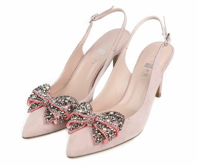 Zapatos Salón Ante Nude Lazo Joya Angari Shoes.