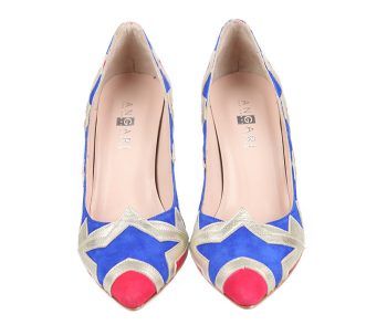 Zapatos Fiesta Stilettos Ante Rojo Azul Plata Angari Shoes.
