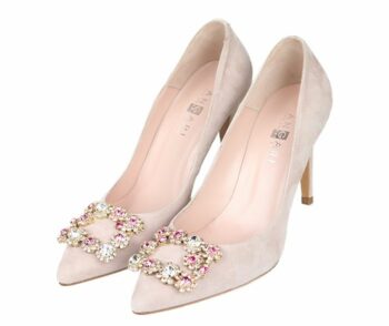 Zapatos Mujer Ante Color Nude Detalle Joyas Angari Shoes.