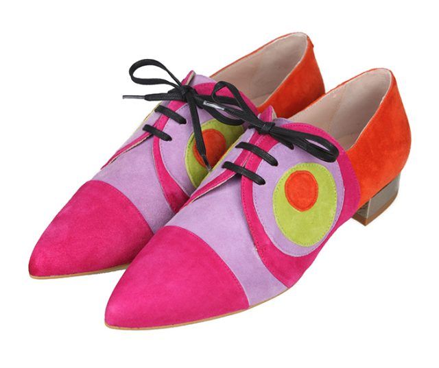 Zapatos Planos Mujer Ante Multicolor Cordones Angari Shoes.