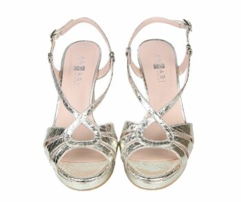 Sandalias Fiesta Piel Plata Metalizada Angari Shoes.