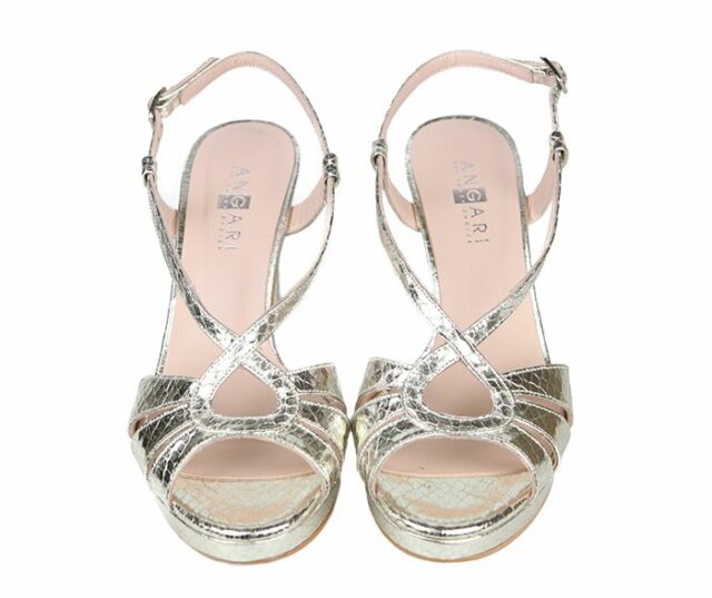 Sandalias Fiesta Piel Plata Metalizada Angari Shoes.