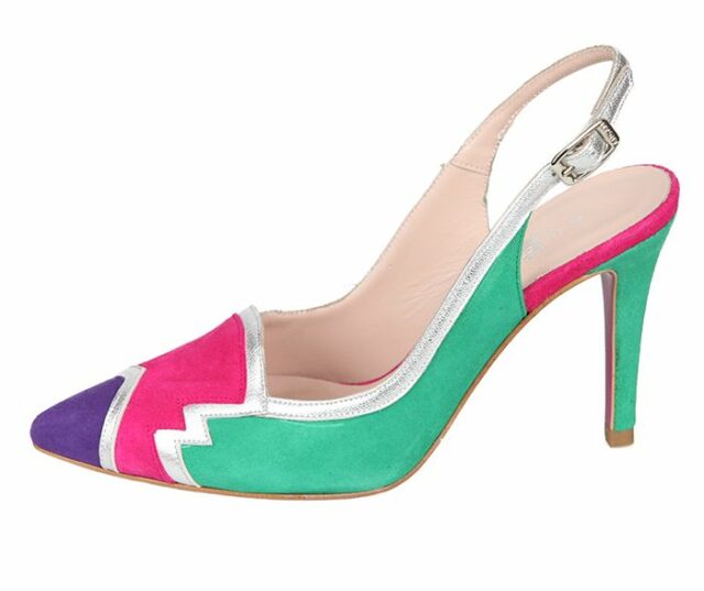 Zapato Stiletto Mujer Fiesta Varios Colores Ante Detalle Plata Angari Shoes.