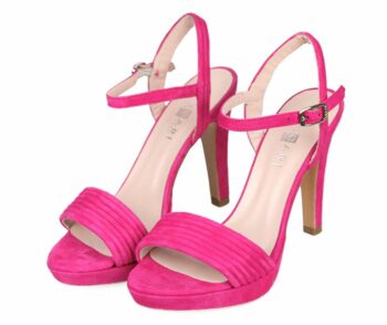 Sandalias Mujer Fiesta Plataforma Ante Fucsia Angari Shoes.