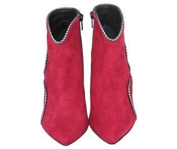 botines de ante rojos para mujer de tacón fino