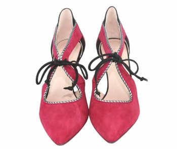 zapatos de fiesta con cordoneras en ante burdeos