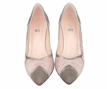 zapatos de fiesta bicolor en tonos color nude