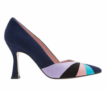 Stiletto piel en ante azul y multicolor