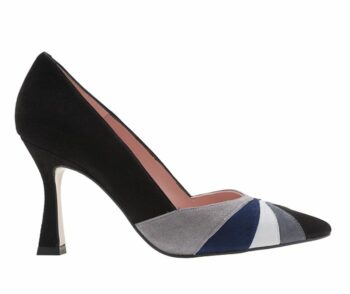 Stiletto piel ante negro y grises