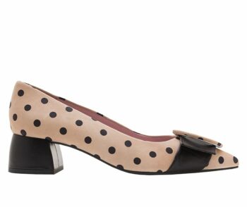Stiletto piel ante lunares negros