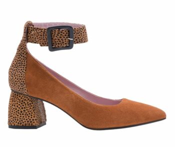 Zapato tacón medio de piel ante cuero