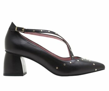 Zapato tacón medio de piel negro