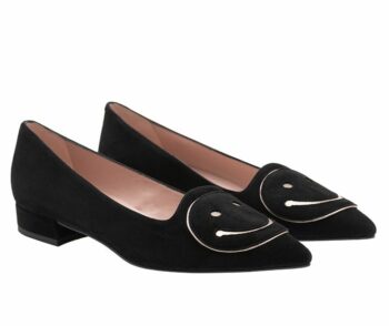 Zapato plano piel ante negro metal smile