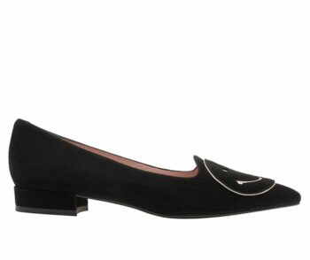 Zapato plano piel ante negro metal smile