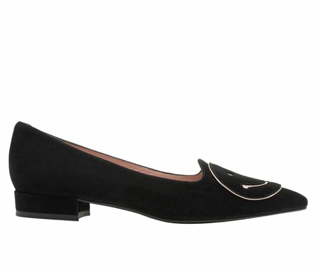 Zapato plano piel ante negro metal smile