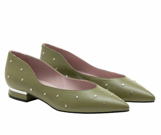 Zapato plano piel verde sapín