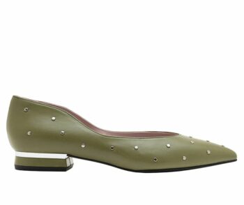 Zapato plano piel verde sapín