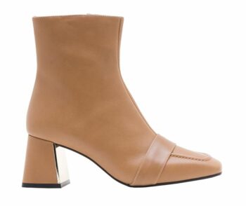Botines tacón medio seda camel
