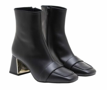 Botines tacón medio seda negro