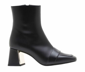 Botines tacón medio seda negro