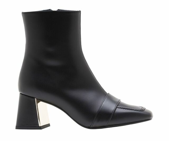 Botines tacón medio seda negro