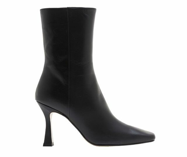Botines tacón alto seda negro